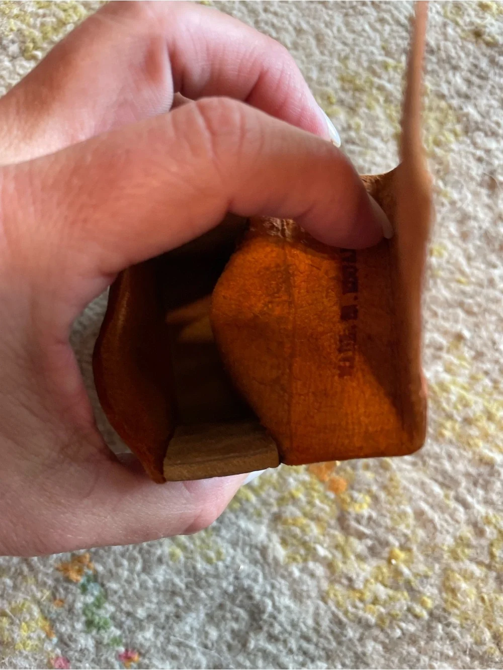 Vintage leather soft cigarette box case holder pager small